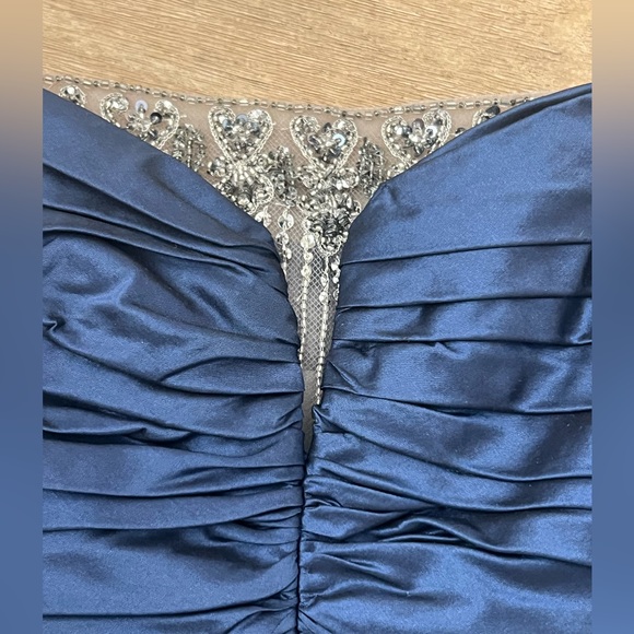 Badgley mischka navy rhinestone mesh bubble cocktail dress size 2 - Picture 8 of 9